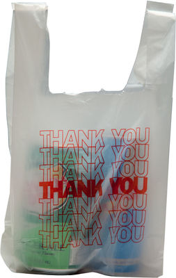 El claro del HDPE del Ldpe le agradece los bolsos polivinílicos para llevar del ultramarinos plástico de las compras de la camiseta con la impresión del logotipo