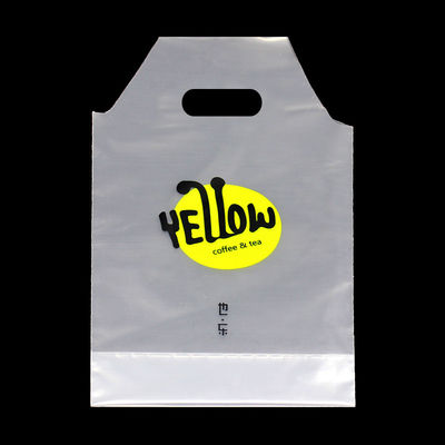 el plástico cortó la manija con tintas para el bolso de empaquetado polivinílico para llevar de consumición del jugo del té de la leche del café