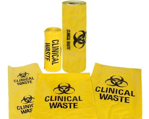 bolsos inútiles clínicos del polietileno amarillo resistente de alta calidad con la impresión del símbolo del biohazard