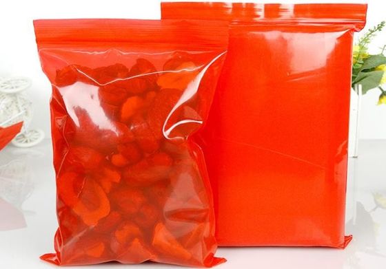 el sello reconectable a prueba de polvo del apretón de la prenda impermeable plástica del ziplock de la categoría alimenticia del LDPE del color rojo empaqueta