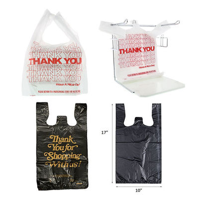 El claro del HDPE del Ldpe le agradece los bolsos polivinílicos para llevar del ultramarinos plástico de las compras de la camiseta con la impresión del logotipo