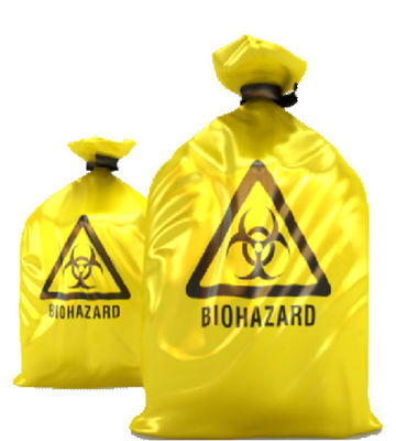 bolsos inútiles médicos del biohazard plástico amarillo rojo del LDPE del HDPE del grueso 50microns para el hospital