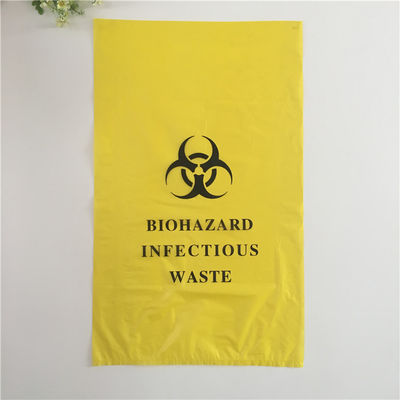 bolsos inútiles médicos del biohazard plástico amarillo rojo del LDPE del HDPE del grueso 50microns para el hospital