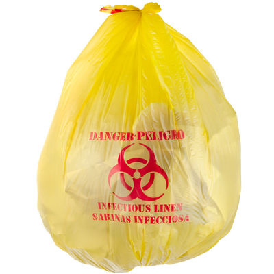 bolsos inútiles clínicos del polietileno amarillo resistente de alta calidad con la impresión del símbolo del biohazard