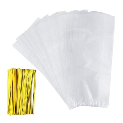 Transparent Clear plastic gusseted 4'' bottom Bread Loaf Bakery Packing Bags with twist ties